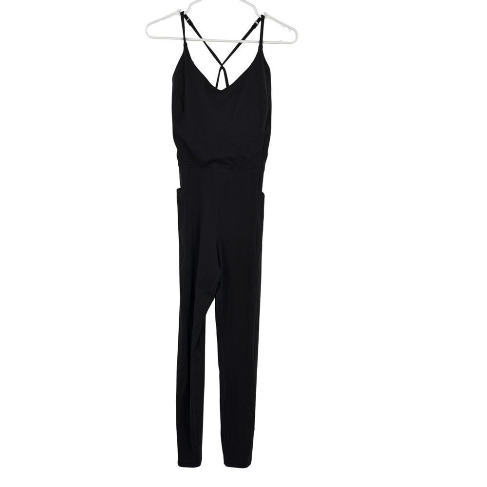Calia Active Jumpsuit Women M Black Excellent Pockets Adjustable Straps Yoga